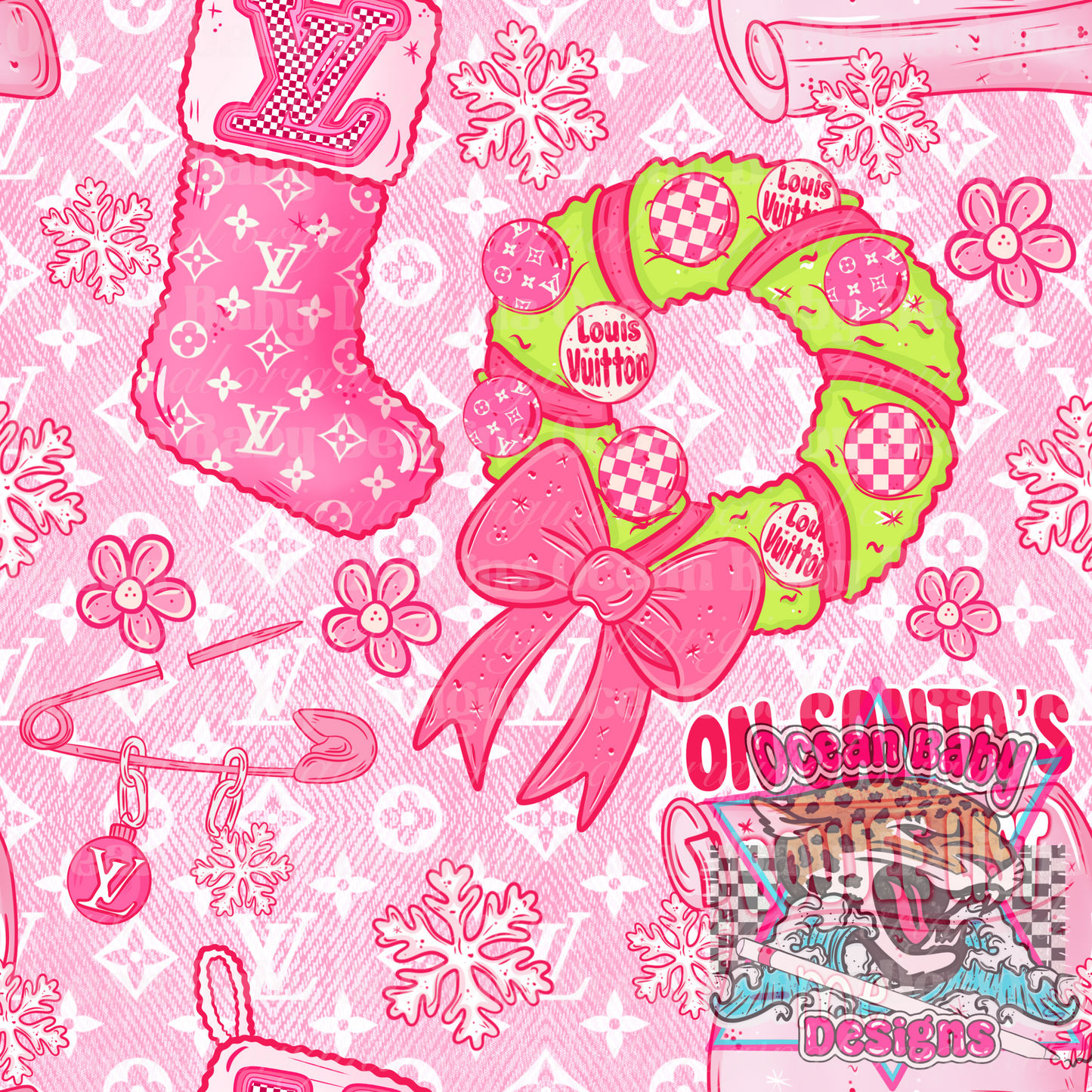 Santa’s boujee list pink