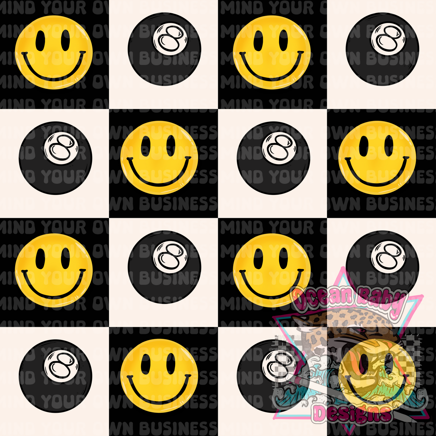 Smiley 8 ball Checkered