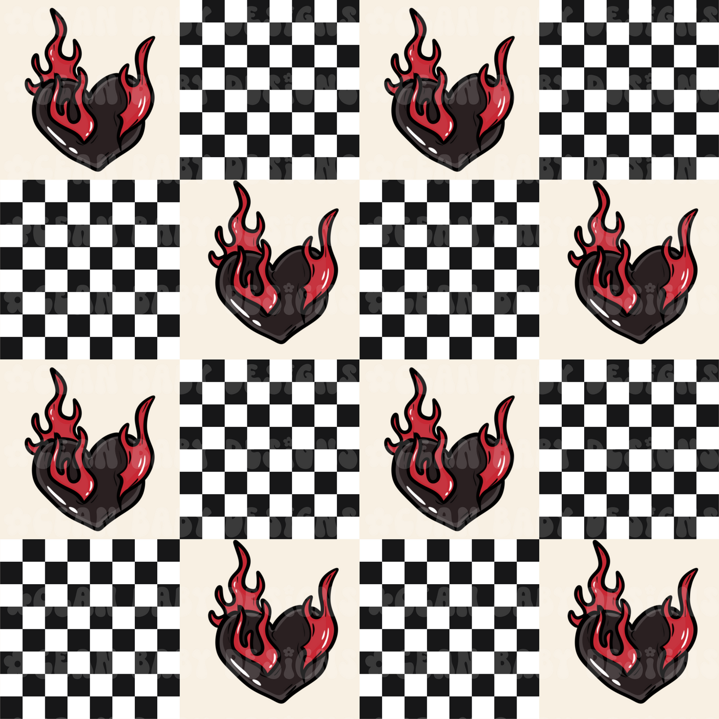 Flame heart checkered