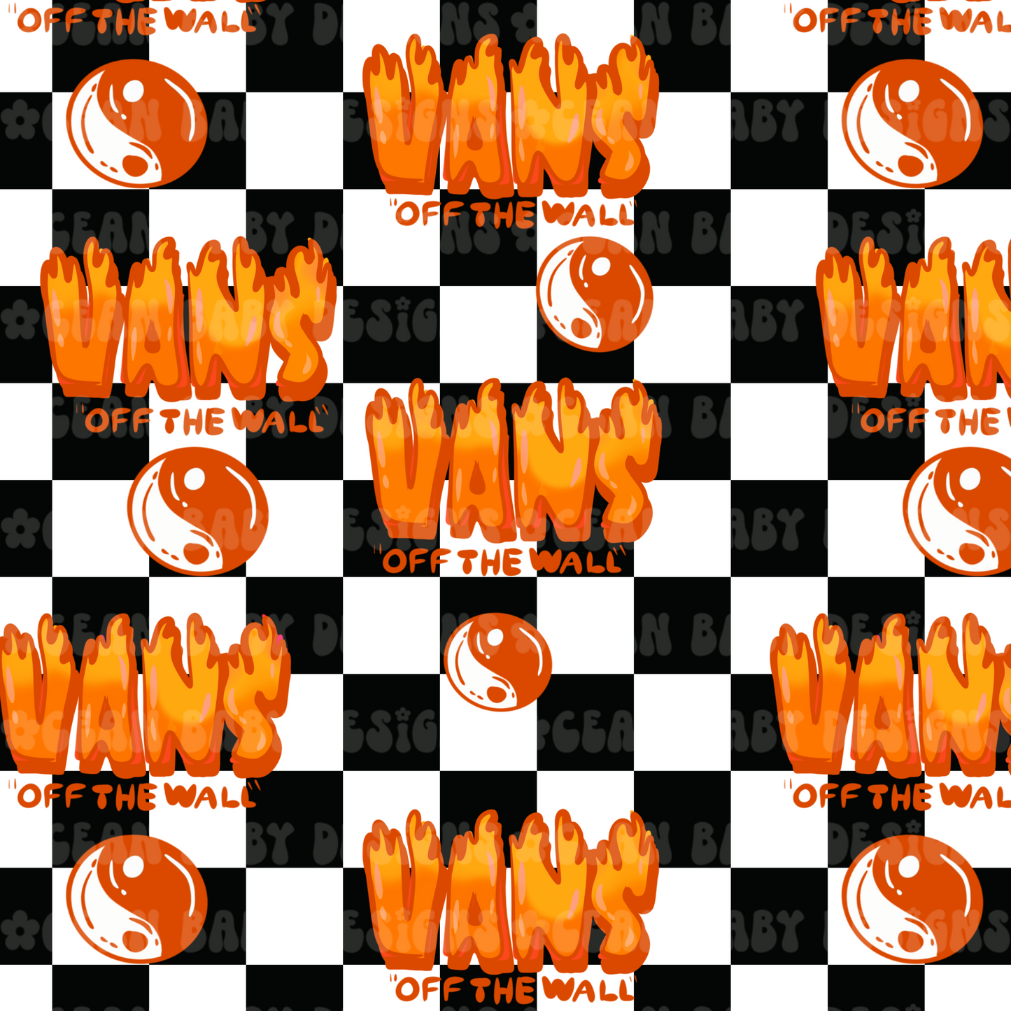 Black checkered orange V*ns flames